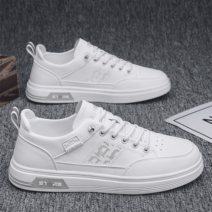 Herren minimalistische Kunstleder-Sneaker mit belüfteter Zehenperforation und gepolsterter Fersenschlaufe Drune