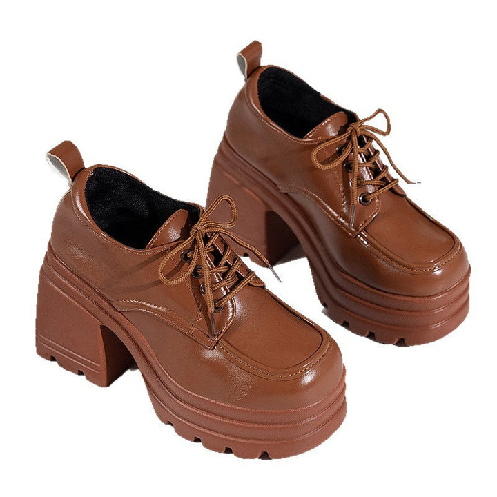 Damen Stiefeletten mit hohem Plateau und Schnürung Drune