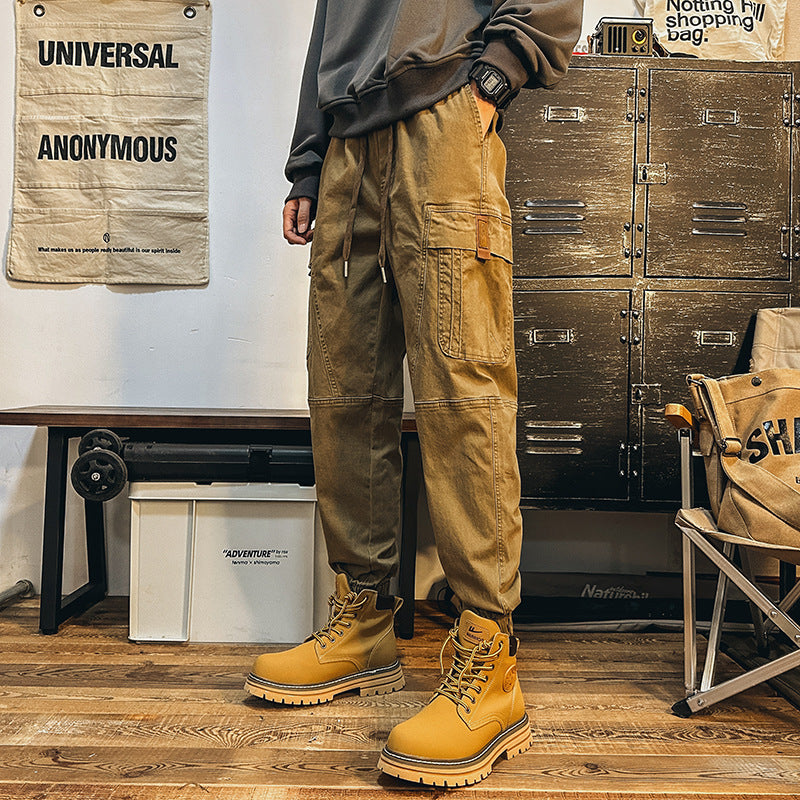Herren Cargo-Joggerhose mit großen Pattentaschen, elastischem Bund und Gummbündchen Drune