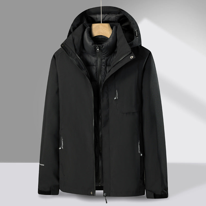 Herren dreiteiliger Übergangsparka mit abnehmbarer gesteppter Innenjacke und wetterfester Softshell-Außenlage Drune