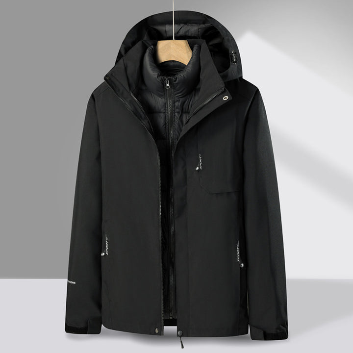 Herren dreiteiliger Übergangsparka mit abnehmbarer gesteppter Innenjacke und wetterfester Softshell-Außenlage Drune