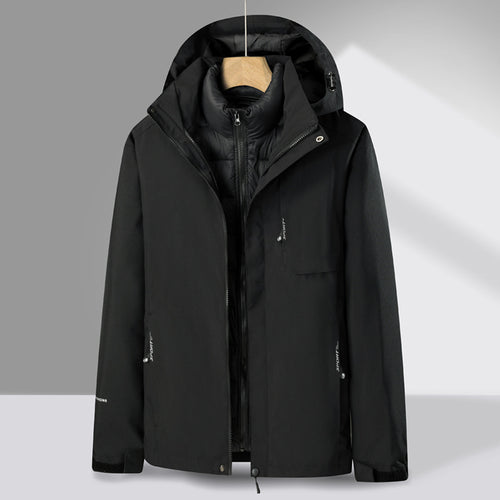 Herren dreiteiliger Übergangsparka mit abnehmbarer gesteppter Innenjacke und wetterfester Softshell-Außenlage Drune