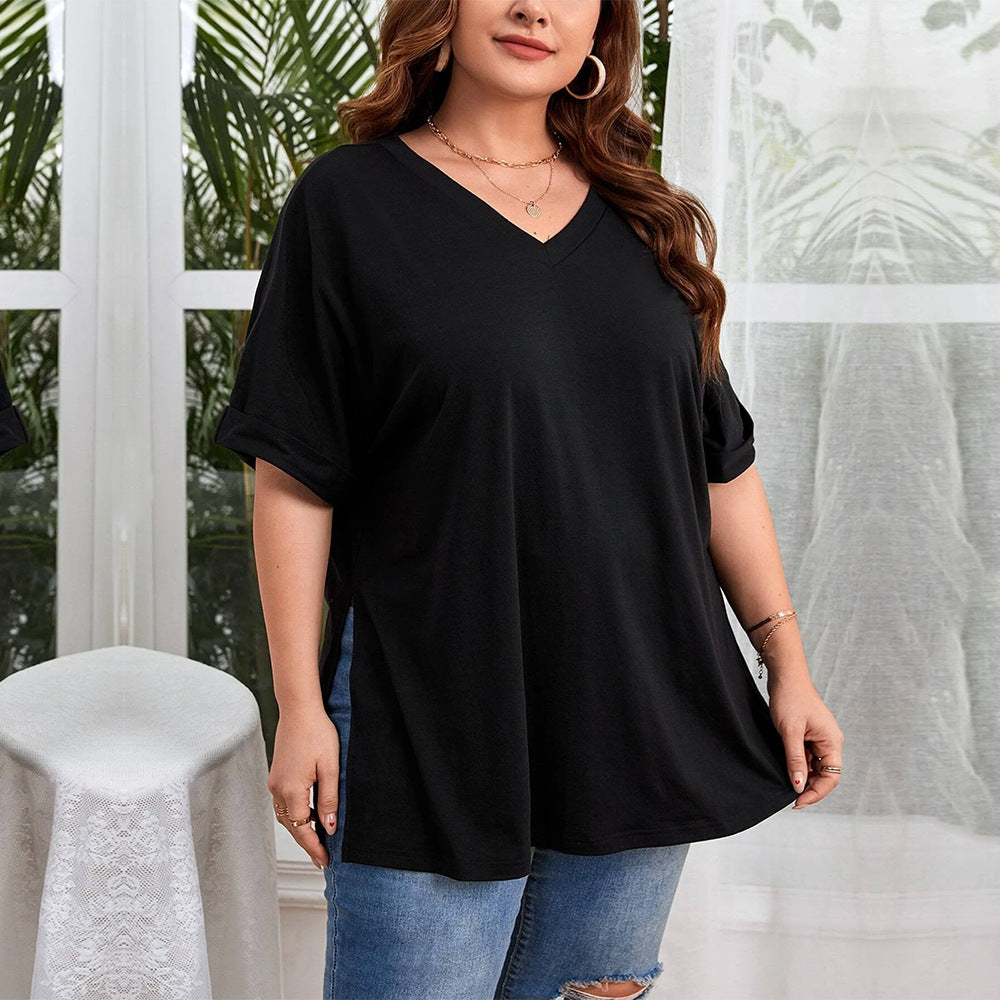 Damen V-Ausschnitt T-Shirt Drune