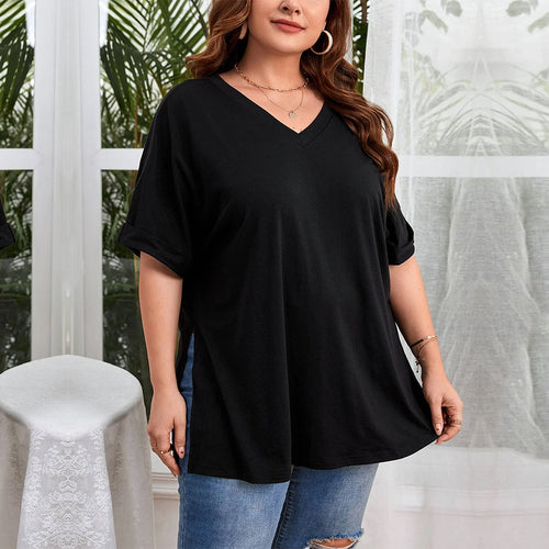 Damen V-Ausschnitt T-Shirt Drune