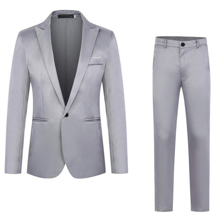 Herren nan tailliertes Anzugset aus feinem Satin mit schlanker Silhouette und Ein-Knopf-Sakko Drune