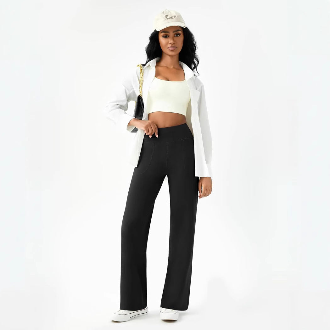 Damen bequeme Freizeithose mit seitlichen Taschen und elastischem Bund Drune