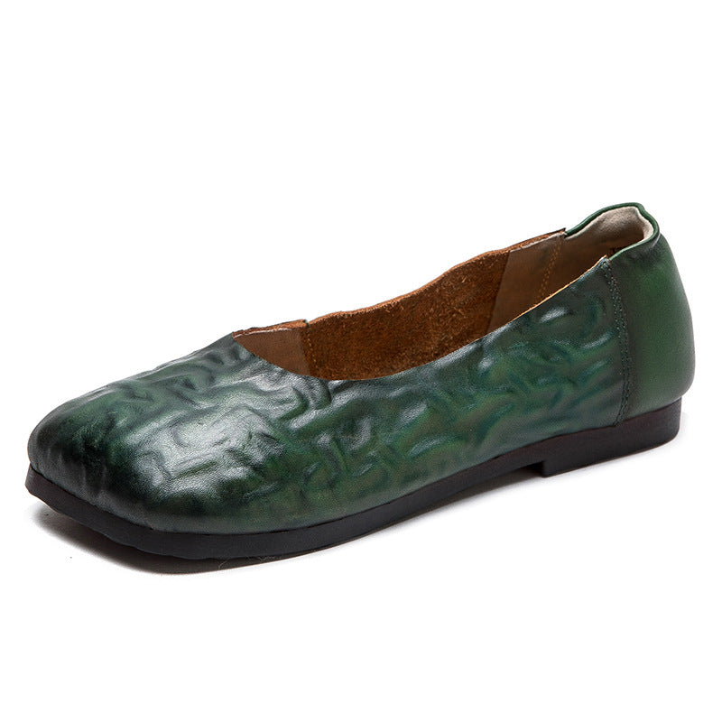 Damen Elegante und bequeme Ballerinas aus hochwertigem Leder mit floralem Cut-Out-Design Drune