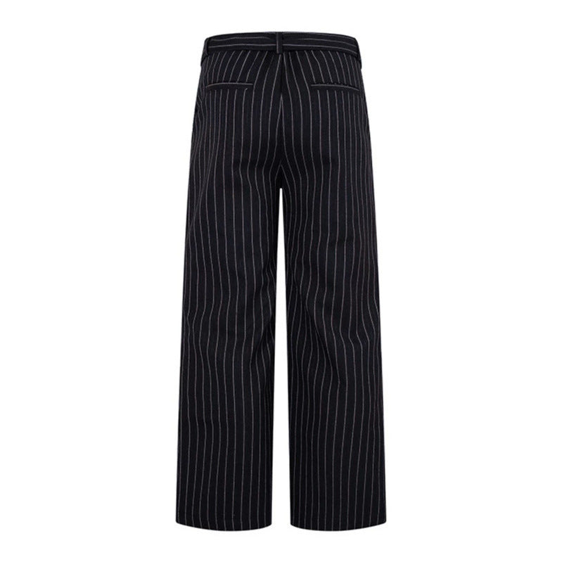 Damen Weite Leinen-Mix Culotte-Hose mit Hochbund und D-Ring-Gürtel Drune