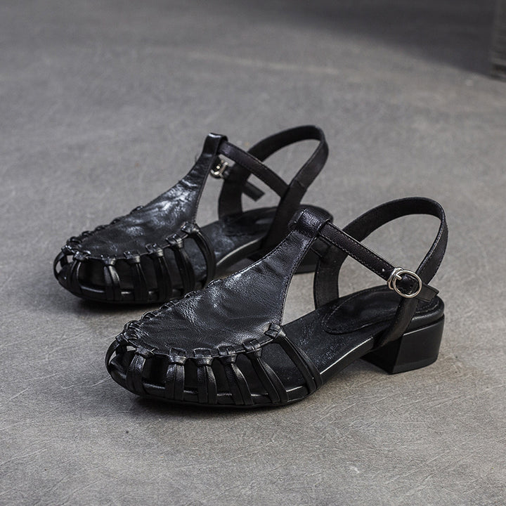 Damen Sandalen mit geflochtenem Designelement und bequemem Blockabsatz Drune