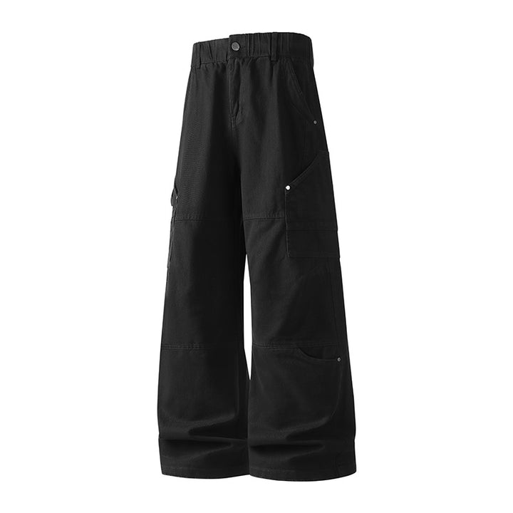 Damen Weite Utility-Cargo-Hose mit elastischem Bund, Multifunktionstaschen und Workwear-Details Drune