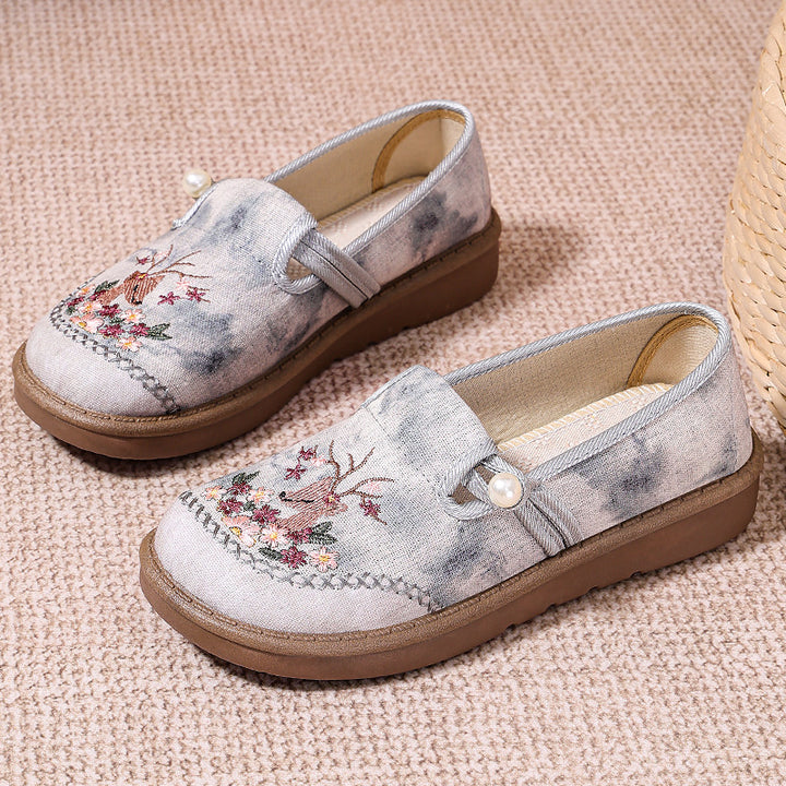 Damen nan bestickte Slipper mit Perlendetail, atmungsaktivem Textiloberteil und stoßdämpfender Komfortsohle Drune