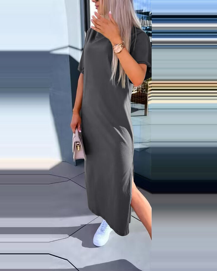 Damen Oversized Midi T-Shirt Kleid Drune