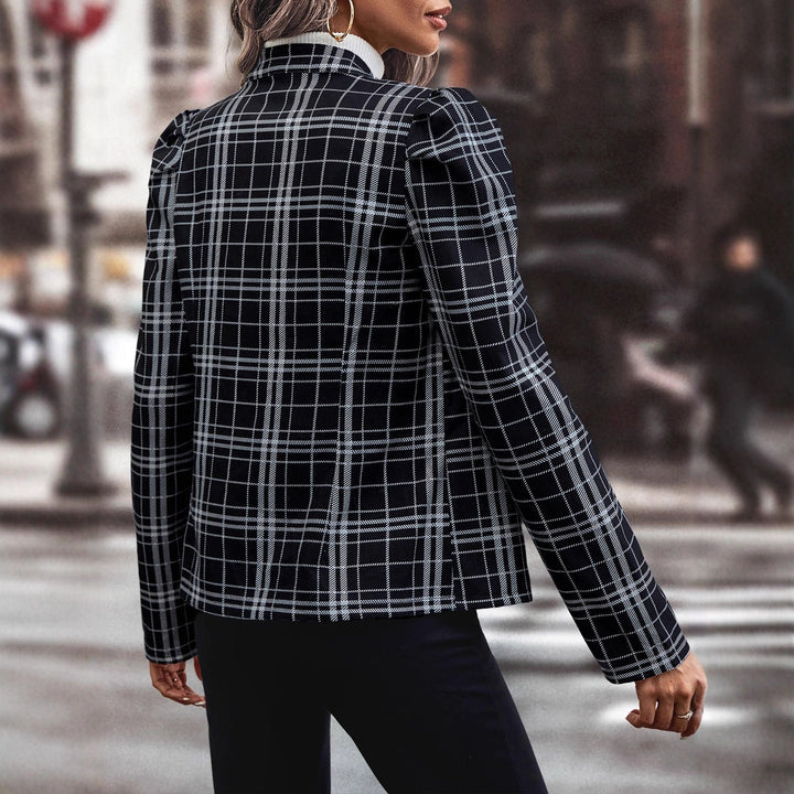 Damen Karierte Blazerjacke mit funktionalen Knopfdetails Drune