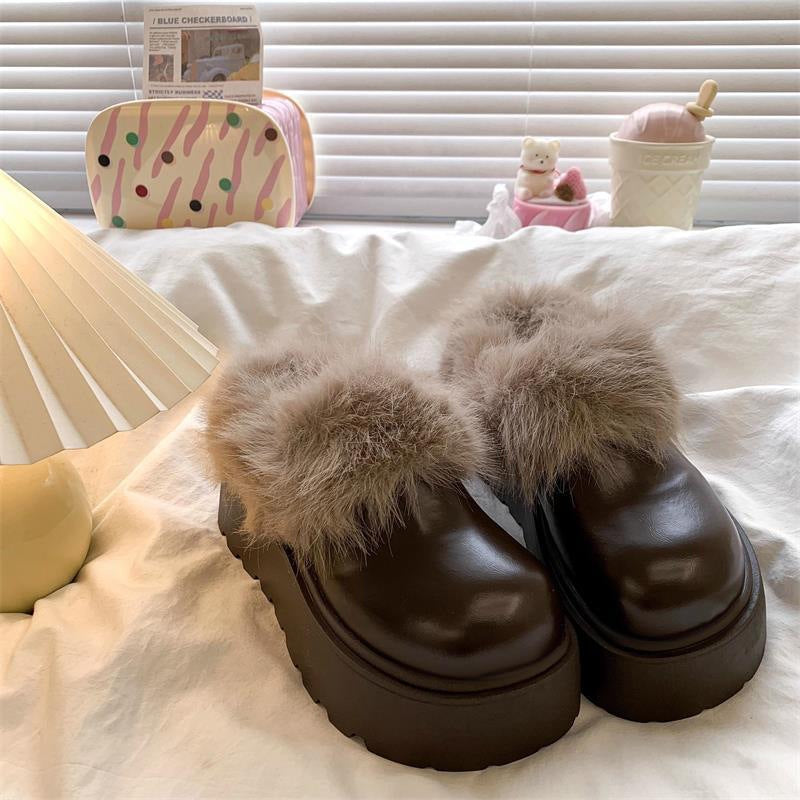 Damen Flauschige Clogs mit hochwertigem Kunstfell und robuster Sohle Drune