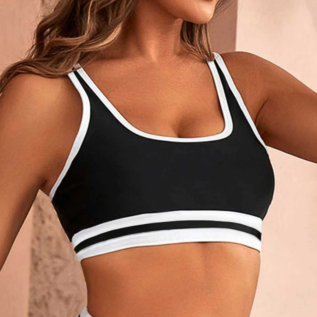 Damen Sportliches Bikini-Set mit elastischen Trägern und Kontrastbündchen Drune
