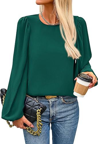 Damen Bluse mit angeschnittenen Ärmeln und eleganten Puffärmeln Drune