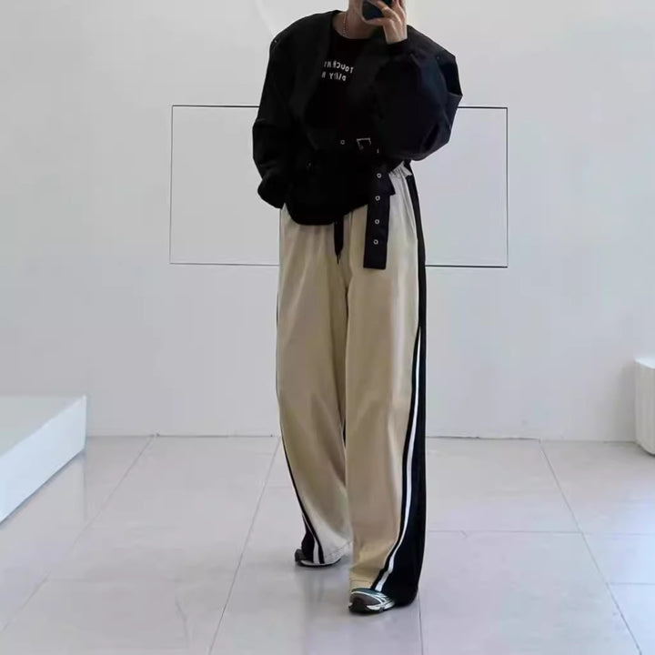 Unisex weite zweifarbige Jogginghose mit Seitenstreifen und Tunnelzug Drune