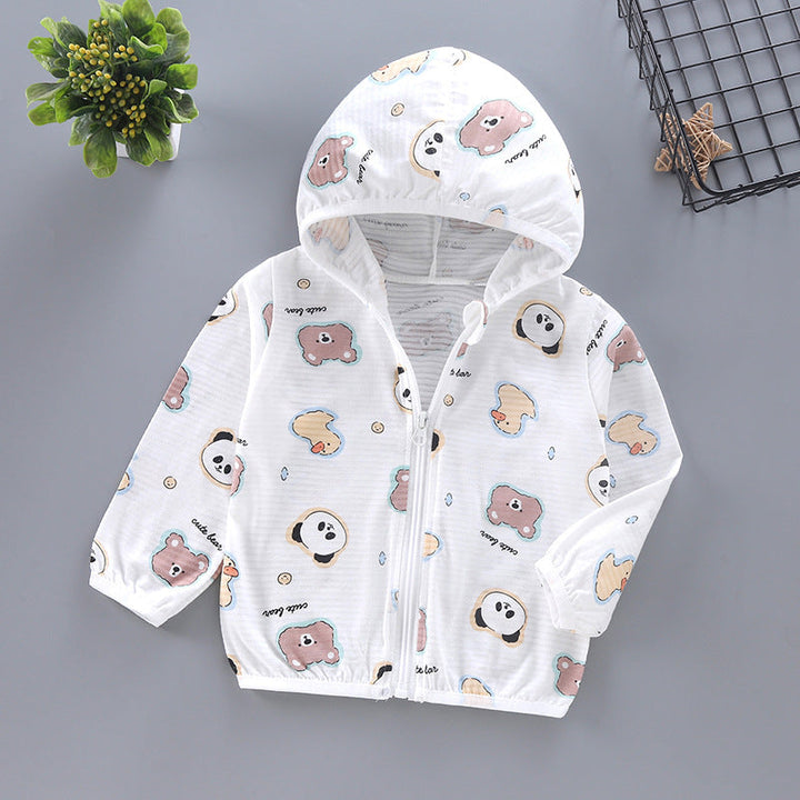 Unisex nan leichte Kapuzenjacke für Kleinkinder mit süßem Tierprint und Reißverschluss  Drune