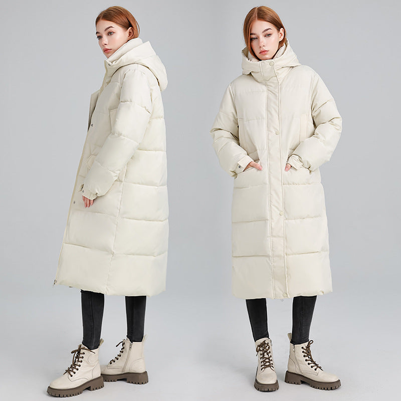 Damen Lange isolierte Winterjacke mit Kapuze und einzippbarem Kragen Drune