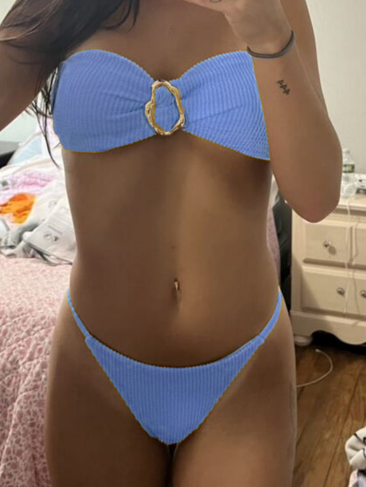 Damen Bandeau-Bikini mit dekorativem Ringdetail Drune