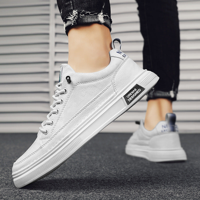 Herren Lederoptik-City-Sneaker mit gepolstertem Fersenkragen und langlebiger Plateau-Gummisohle Drune