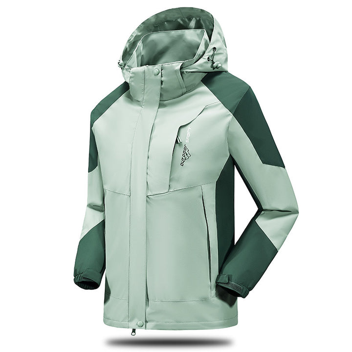 Herren Wind- und Wasserabweisende Trekkingjacke mit verstellbarer Kapuze und Brustreißverschluss Drune