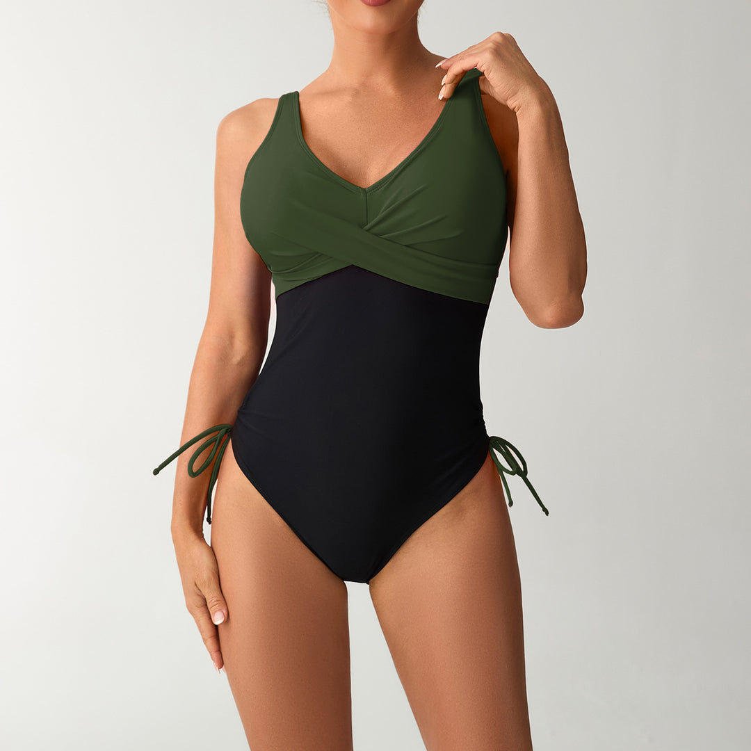 Damen Einteiliger Badeanzug mit raffiniertem Wickeldesign Drune