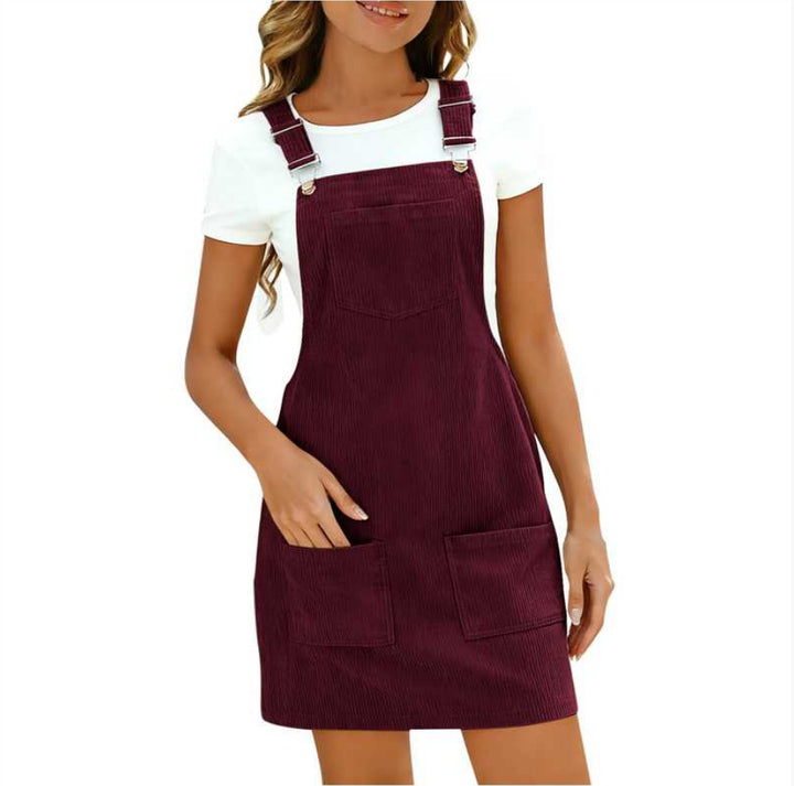 Damen Latzkleid aus hochwertigem Cordmaterial mit praktischen Taschen Drune