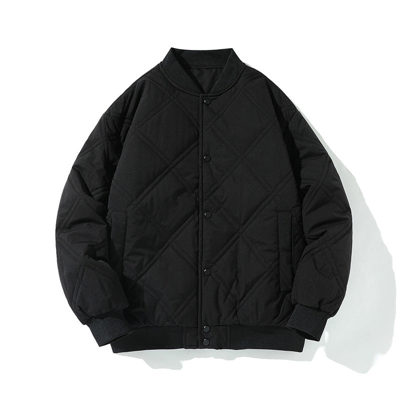 Herren gesteppte College-Blousonjacke mit Rautensteppung, Druckknopfverschluss und gerippten Bündchen Drune