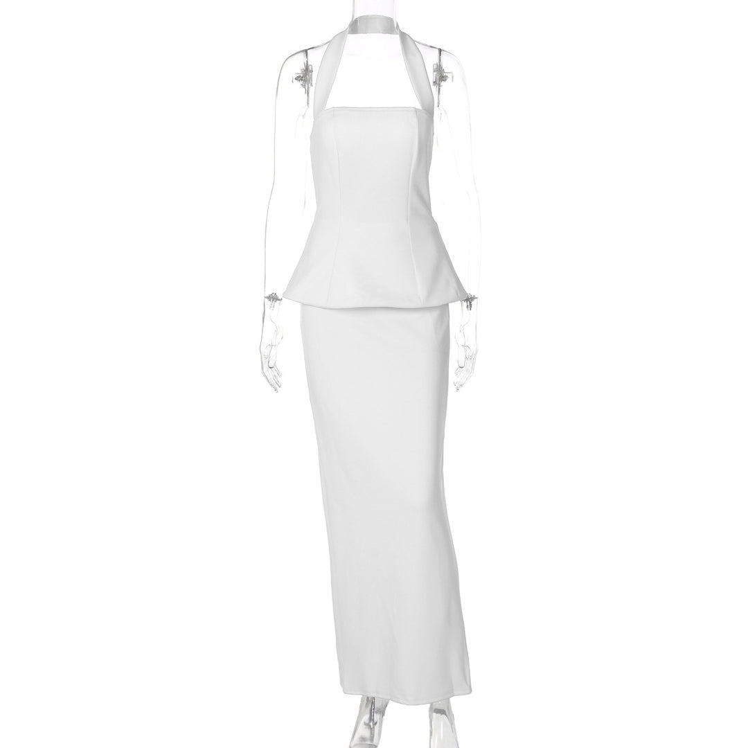 Damen Elegantes Maxikleid mit schmalem Schnitt und quadratischem Ausschnitt Drune