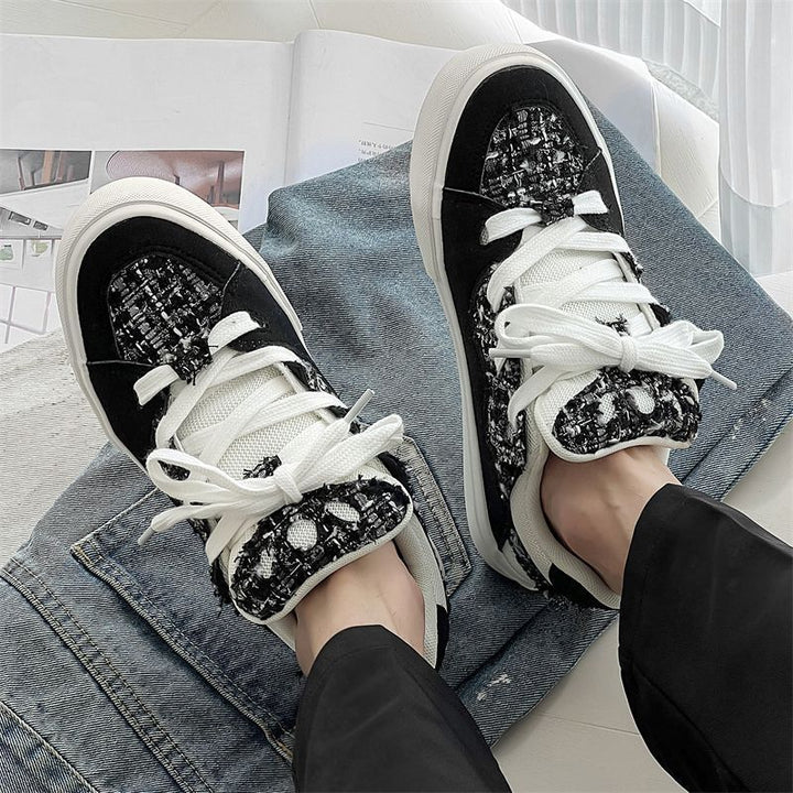 Damen Sneakers mit modischem Tweed-Design und übergroßen Schnürsenkeln Drune