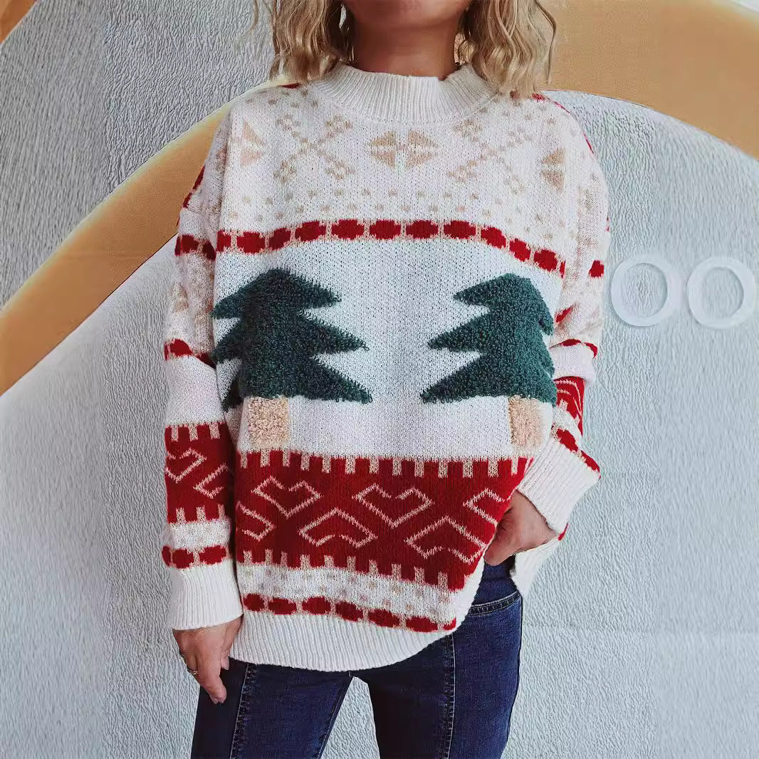 Damen festlicher Strickpullover mit weihnachtlichem Motiv und weichem Material Drune