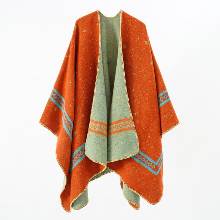 Damen Oversize-Umhangcape aus Wollmix mit zweifarbiger Wendestruktur Drune
