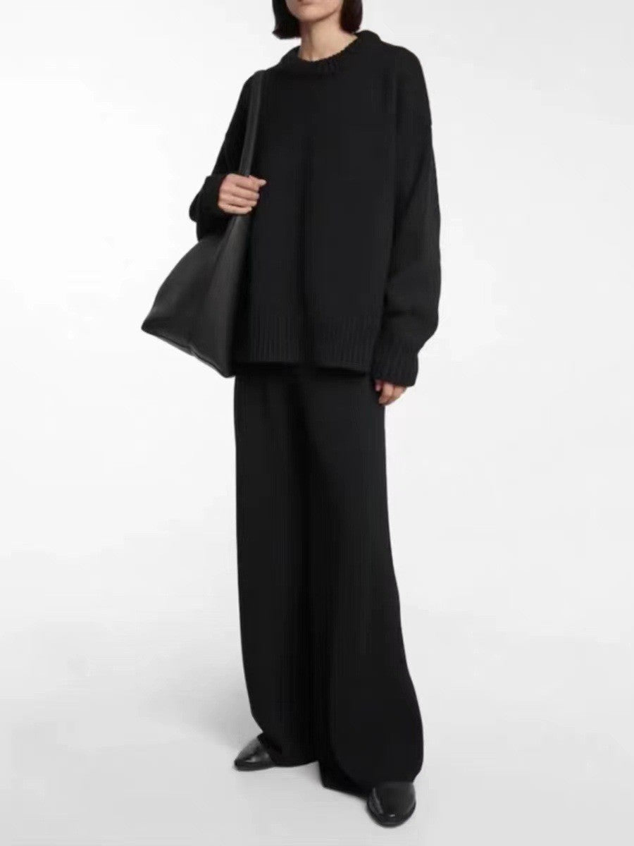 Damen weite Stoffhose mit elastischem Bund Drune