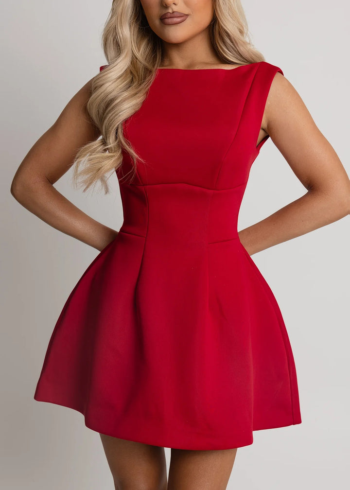 Damen Schickes Kurzkleid mit ausgestelltem Rock und elegantem Schnitt Drune