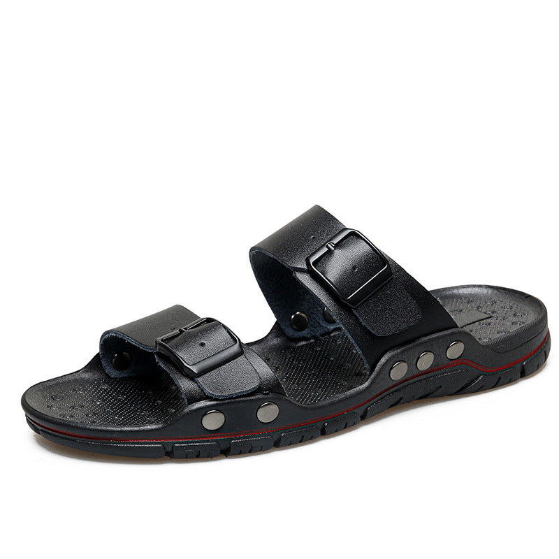 Herren Bequeme Leder-Sandalen mit verstellbaren Riemen Drune