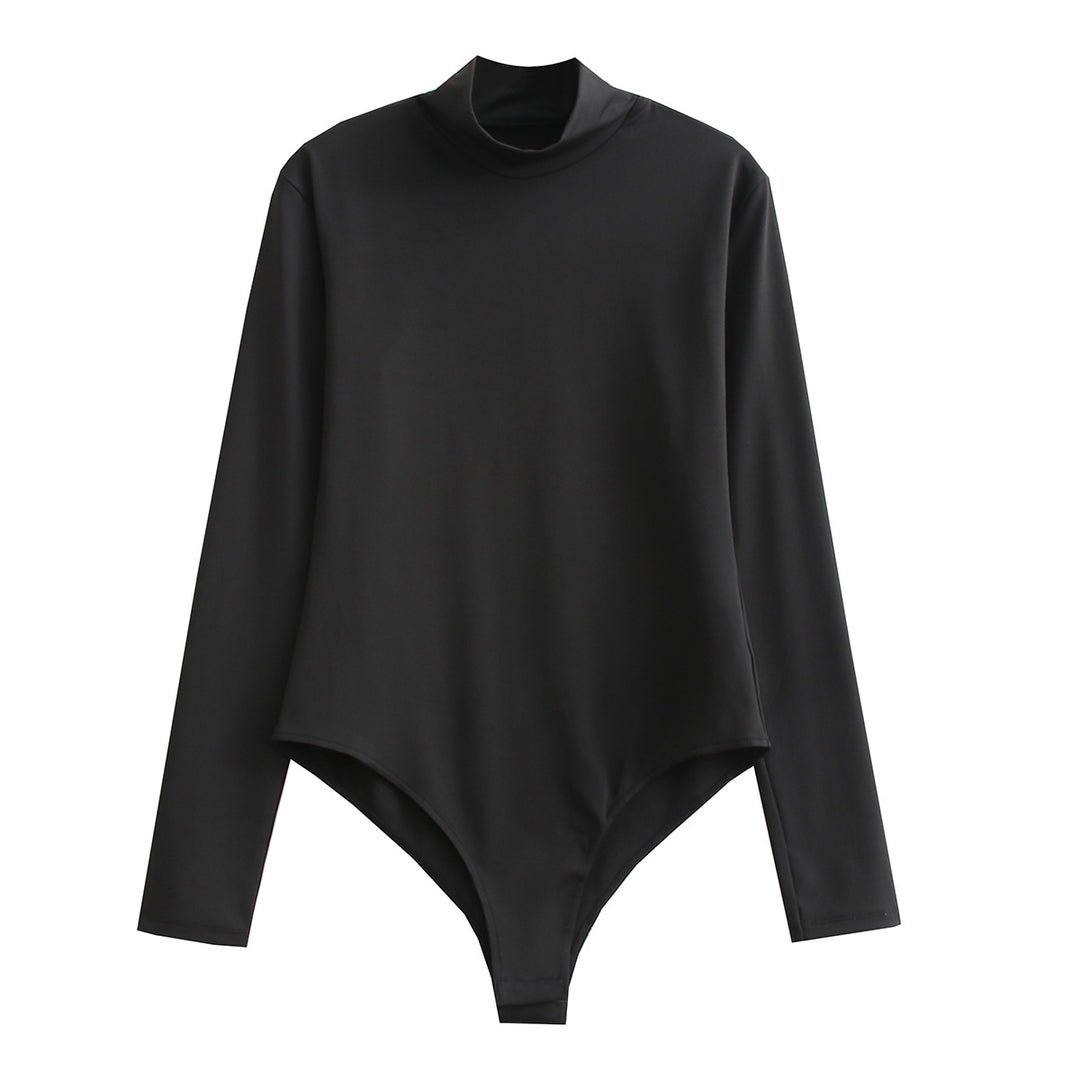 Damen Langarmbody mit Stehkragen aus dehnbarem Stretchstoff Drune
