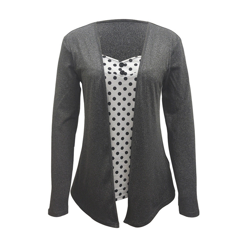 Damen Cardigan mit glänzender Oberfläche und lässigem Fall Drune