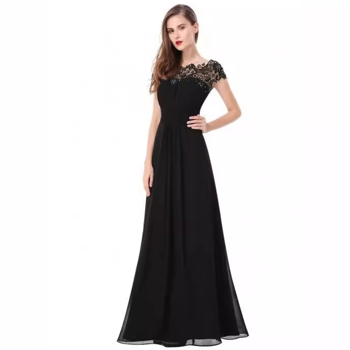 Damen Elegantes Abendkleid mit Spitzenoberteil und fließendem Rock Drune