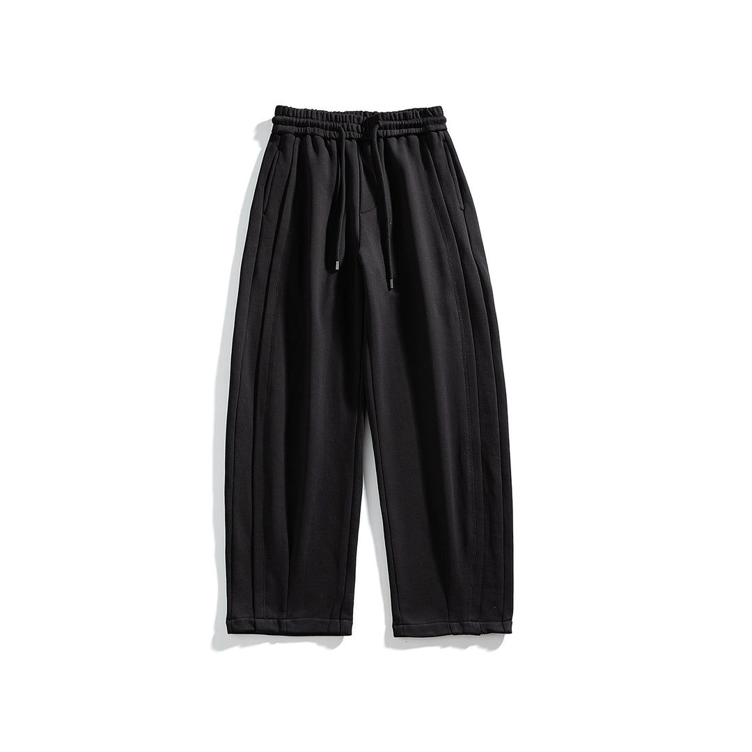 Herren Lässige Jersey-Hose mit Kordelzug, geradem Bein und dekorativen Steppnähten Drune