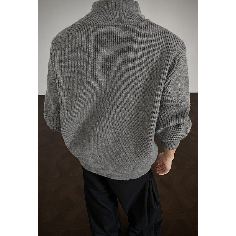 Herren Modische Strickjacke mit hoher Kragen Drune