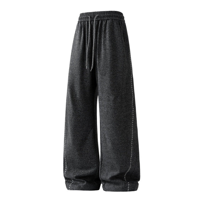 Damen weite Lounge-Sweatpants mit elastischem Kordelbund und dekorativer Seitennaht Drune