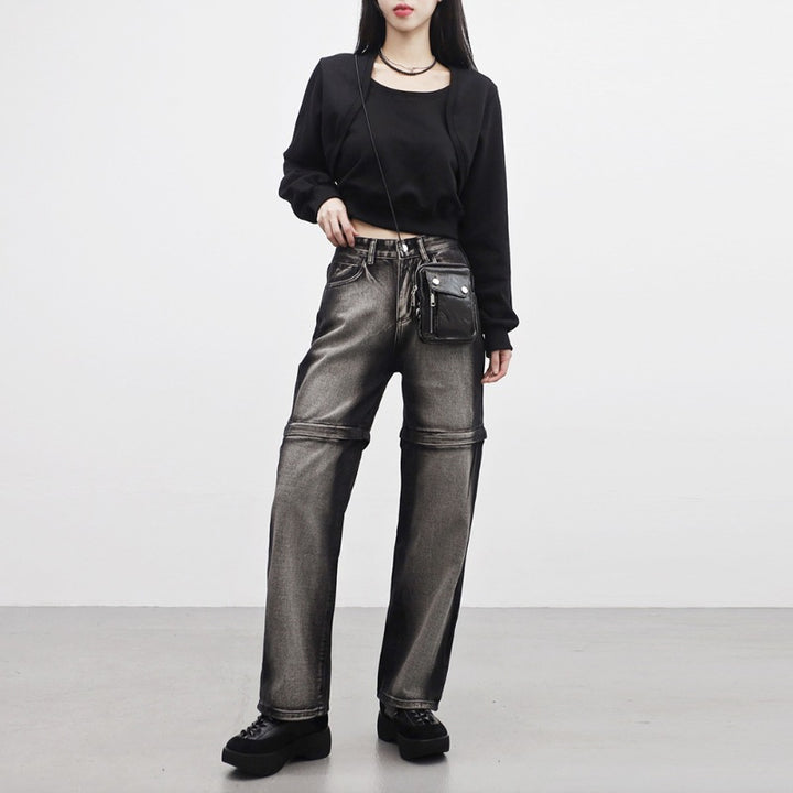 Damen cropped Sweatjacke mit weichen Ärmeln Drune