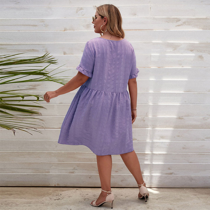 Damen lässiges Sommerkleid mit breiten Ärmeln und quadratischem Ausschnitt Drune
