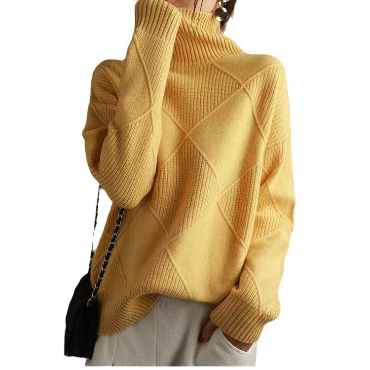 Damen kuscheliger Stehkragenpullover mit strukturiertem Strickmuster Drune