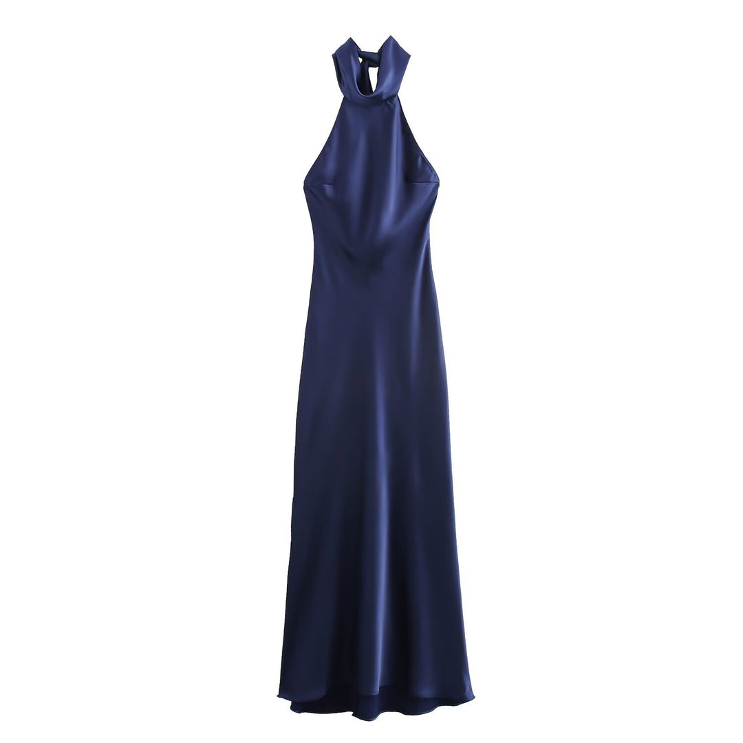 Damen Abendkleid mit hohem Kragen und fließendem Schnitt Drune