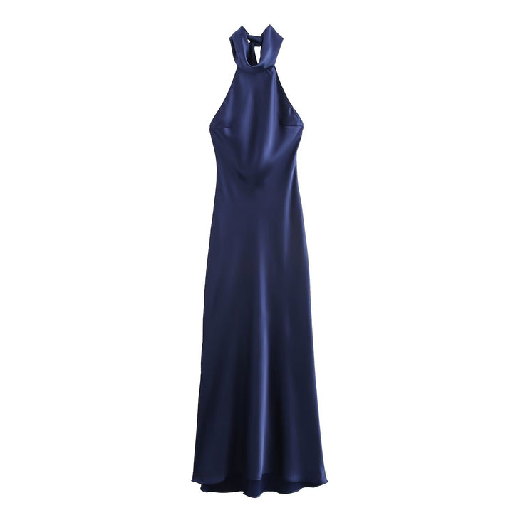 Damen Abendkleid mit hohem Kragen und fließendem Schnitt Drune