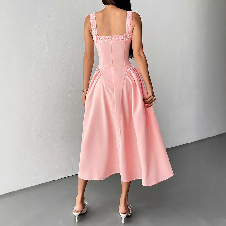 Damen Midikleid mit feinen Rüschendetails und figurbetontem Schnitt Drune