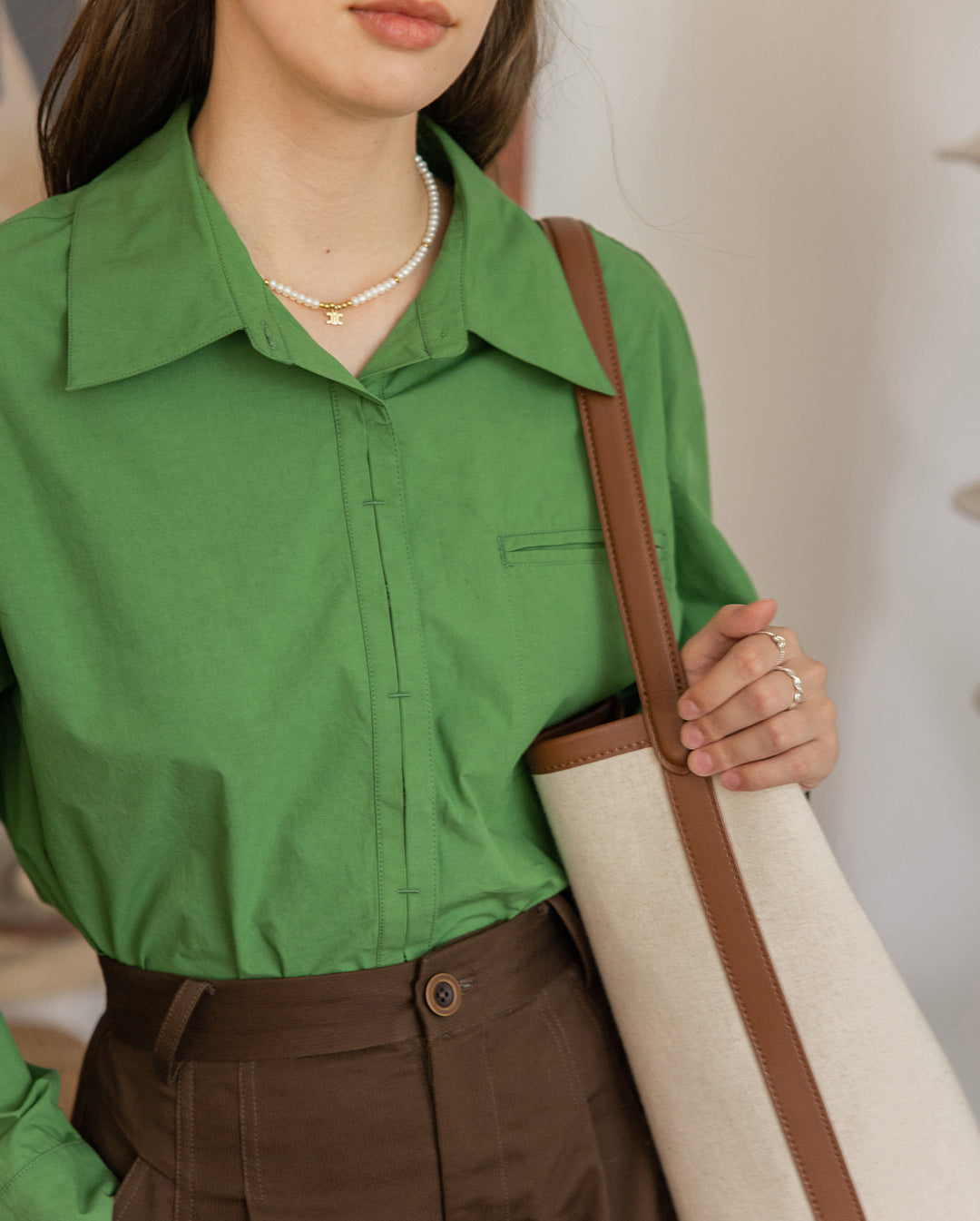 Damen Oversized Hemdbluse mit Brusttasche Drune