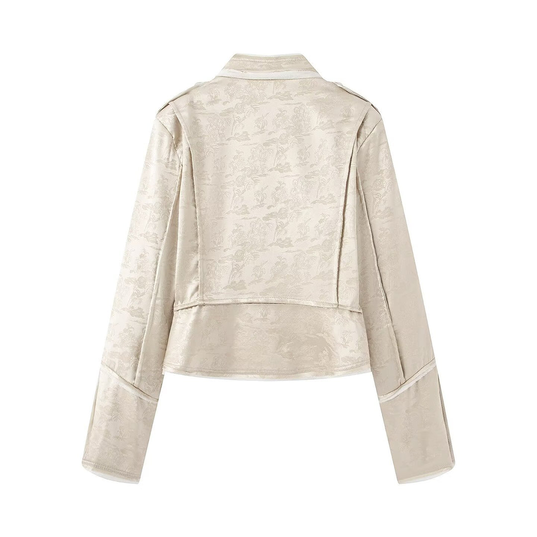 Damen Ornamentale Militärjacke aus Jacquard mit asymmetrischer Zierknopfleiste Drune